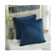 thumbnail image 3 of Funda de almohada de terciopelo granulado suave y sólida, adecuada para sofá, dormitorio, coche, 18 x 18 pulgadas, azul oscuro, 3 of 4