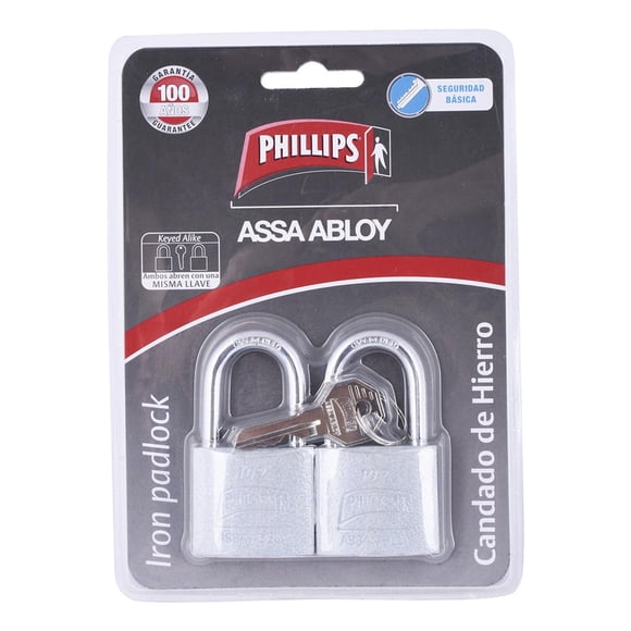 Candados Phillips Hierro Y Acero Templado 1.5" 2 Piezas