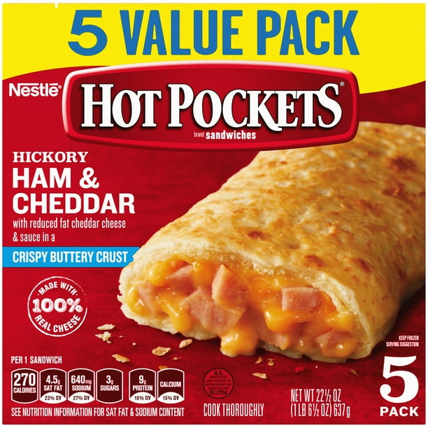 HOT POCKETS Frozen Snack Hickory Ham & Cheddar Frozen Sandwiches