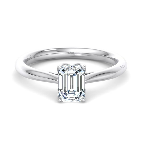 Blue Jewel 1.7 Ct Emerald Cut Lab Created Diamond Ring - Women's Engagement Ring in 14K White Gold Plated - Stunning Prong Set for Special Occasions & Gifting