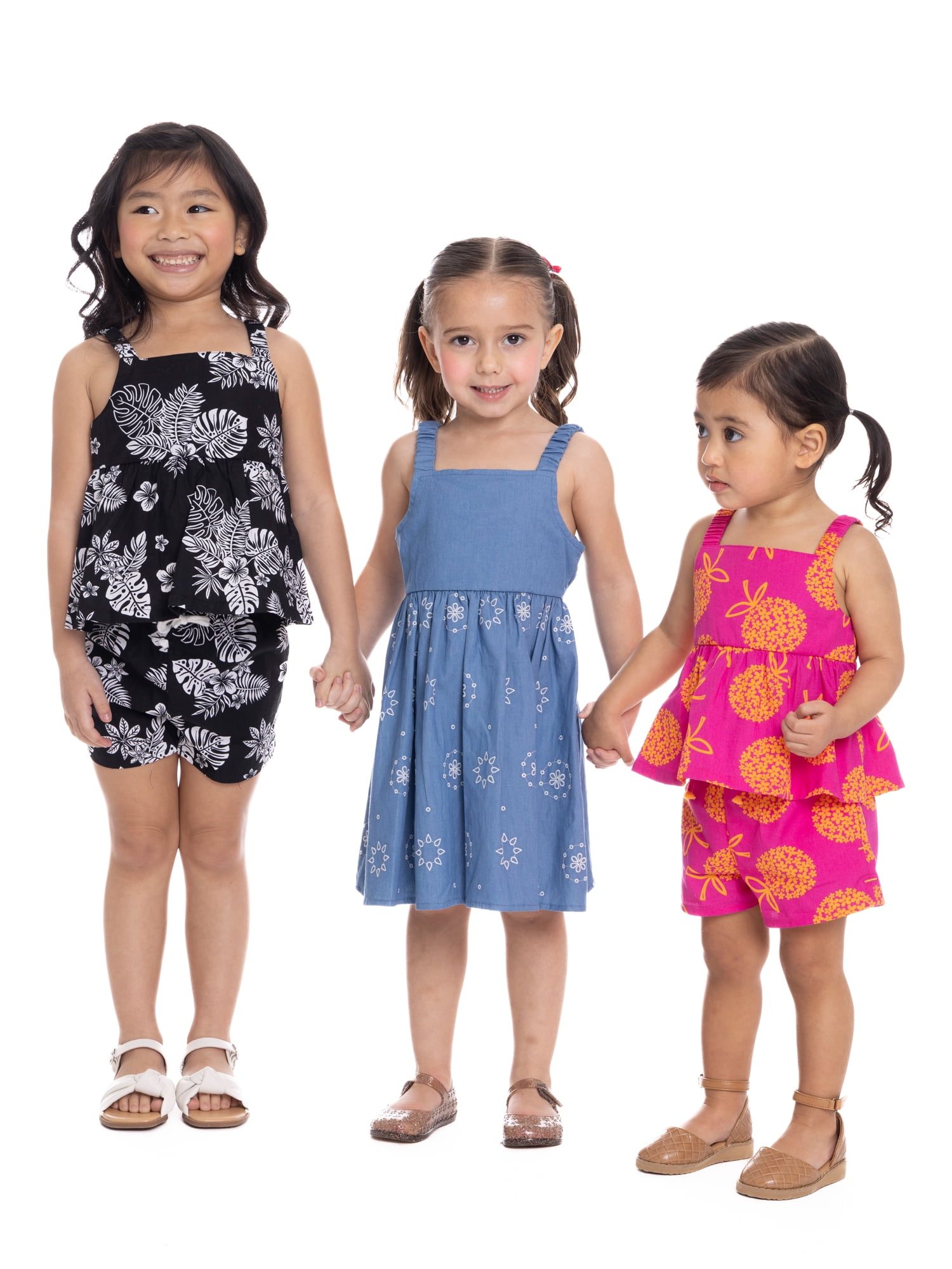 Wonder Nation Toddler Girls Cotton Sleeveless Floral Embroidered Dress, Sizes 12M-5T