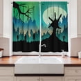thumbnail image 2 of Ambesonne Halloween Kitchen Curtains, Zombies on Forest Hill, 55"x45", Charcoal Grey Green and Teal, 2 of 3