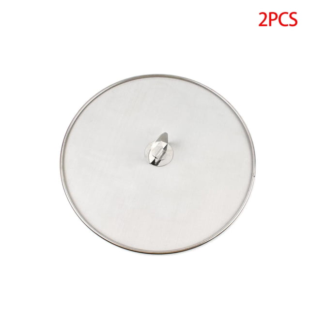 2 Pieces Grease Splatter Screen Pan Cover Stainless Steel Frying Pan Fine Mesh Stops Stove Oil Guard Pot Lid