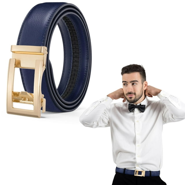 Ceinture Automatique en Cuir pour Femmes et Hommes avec Boucle Colorée - Cuir Véritable Double Face, Design Réglable Sans Trou pour Costumes d'Affaires et Tenue Décontractée