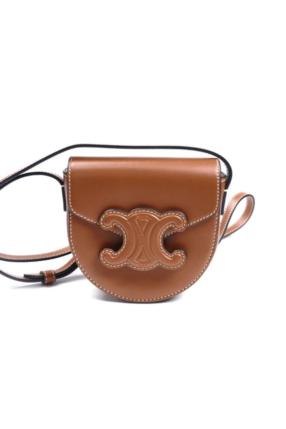 Pre-Owned CELINE Mini Besas Cuir Triomphe Shoulder Bag, Tan, 10J303DPQ4LU, Women's