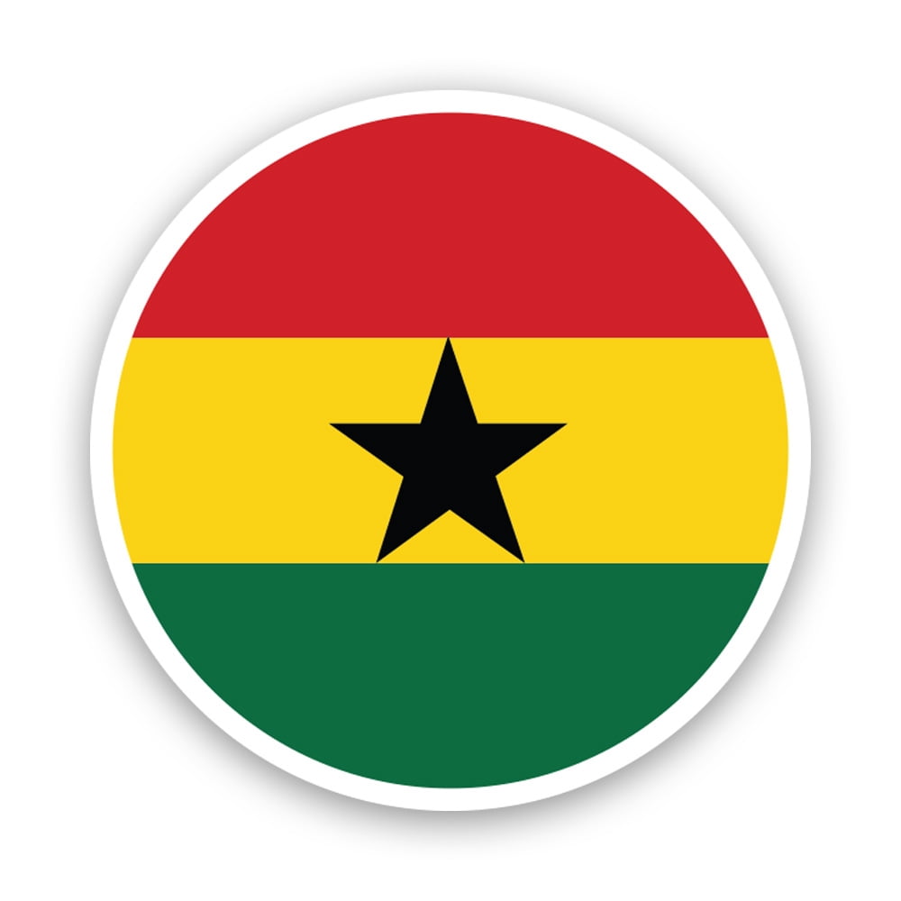Round Ghanaian Flag Sticker Decal Self Adhesive Vinyl Weatherproof