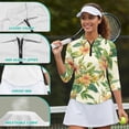 thumbnail image 6 of Uorisanigo Hawaiian Flower Women's Golf Top Comfortable Polyester Spandex Fabric Moisture Wicking Casual Tennis Activewear Fashion Quarter Zip Workout Sports Outing Wear Size S, 6 of 7