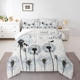 thumbnail image 2 of Erosebridal Dandelion Floral Comforter Sets Toddler Size, Inspirational Words Comforters & Duvets, Ink Botanical Decor, 2pcs, 2 of 7