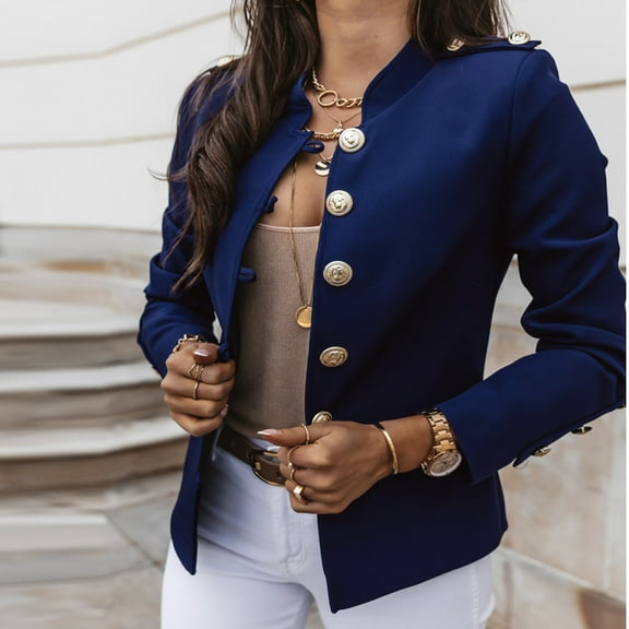 Aboser Cropped Blazer Jackets for Women Lapel Long Sleeve Suit Solid Fitted Cardigan Single Breasted Work Office Jacket with Pockets