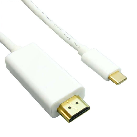 USB C to HDMI Video Cable for Home Office 4K@30Hz, USB Type C to HDMI Cable for MacBook, Android Tablet, Galaxy, PC, 3ft, White, Type C to HDMI 4K Adapter, CableWholesale
