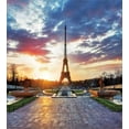 thumbnail image 3 of Ambesonne Eiffel Tower Duvet Cover Sets, Sunrise Scenery, 2-Queen, Navy Yellow Green, 3 of 7