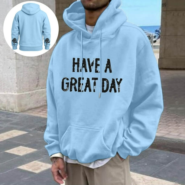 MHFRRA Sudadera con Capucha Gráfica Divertida, Informal, Cómoda y con Estampado de Letras para Uso Diario y Actividades Al Aire Libre Azul claro