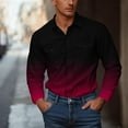 thumbnail image 2 of VSSSJ Men's Long Sleeve Shirts Loose Fit Gradient Print Shirts Button Down Pockets Fashion Casual Outdoor Hiking Fishing Work Shirts Hot Pink XXXXXL, 2 of 5