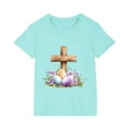 thumbnail image 3 of Jinhomg Summer T Shirts for Kids 2025 Fashion Bunny Graphic Print Tees Boys Girls Casual Loose Short Sleeve Crew Neck Tops Everyday Shirt Blue 3 Years, 3 of 5