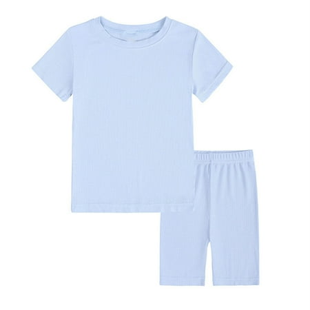 

ZRBYWB Toddler Girl Clothes Short Sleeve Solid Color T Shirt Top Shorts Home Clothes Sports Suit 8 Colors For 1 To 7 Years Baby Clothes