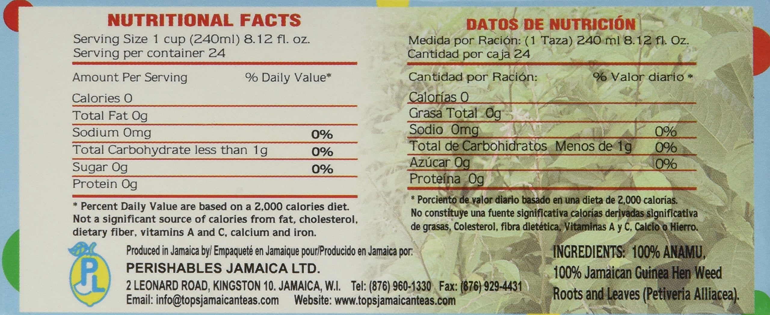 (3 pack) Perishables Jamaica Tops Sipacupa Ital Jamaican Tea, 24 ea