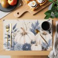 thumbnail image 2 of Fall White Pumpkin Placemats Set of 6, Autumn Thanksgiving Blue Leaves Vintage Washable Wipeable Table Mats for Dining Tables, Indoor Outdoor Kitchen Place Mats for Holiday Party Table Decor, 2 of 9