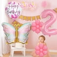 thumbnail image 3 of Set de globos de cumpleaños JKGOO Pink Butterfly para niña de segundo cumpleaños, 3 of 7