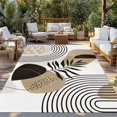 thumbnail image 2 of Brown Boho Geometric Outdoor Rug for Patio/Deck/Porch, Non-Slip Large Area Rug 6 x 9 Ft, Country Retro Abstract Lines Leaves Indoor Outdoor Rugs Washable Area Rugs, Camping Rug Carpet Runner, 2 of 8