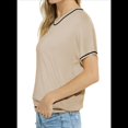 thumbnail image 3 of Tops de Mujer, Camisetas Casuales de Corta A , Suéter de Punto con Cuello Redondo. Albaricoque M, 3 of 10