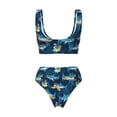 thumbnail image 2 of Honeii Cartoon Surfer Sharks Print Women’s Bikini Set,Two Piece Swimsuit Bathing Suits,Stylish High Elasticity Swimwear for Beach and Pool, 2 of 7