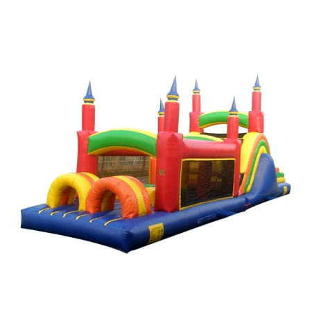 JumpOrange Commercial Grade 40' Rainbow Mega Inflatable Obstacle Course, 2-Pack (Red/Yellow/Blue)