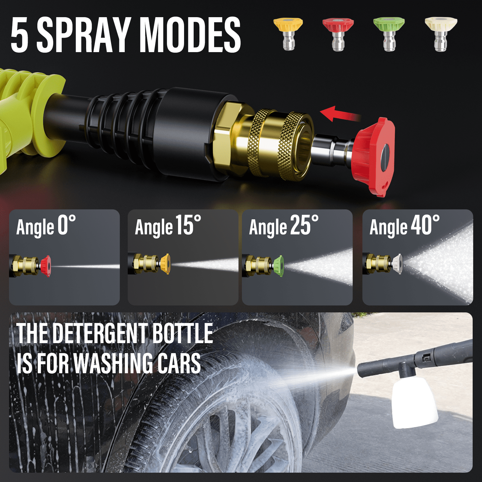 MZK Electric Pressure Washer, 3.0GPM Power Washer with 360° Lockable Wheels and 4 Quick-Connect Nozzles, Foam Cannon for Easy Replacement, High-Pressure Cleaning of Cars, Fences, Driveways, Patios