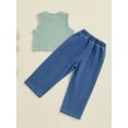 thumbnail image 4 of Suealasg Litte Girls 2Pcs Summer Outfits Sleeveless Ribbed Knit Tank Tops +Jeans Denim Pants 1T 2T 3T 4T 5T 6T Toddler Kids Girls Clothes Set, 4 of 7