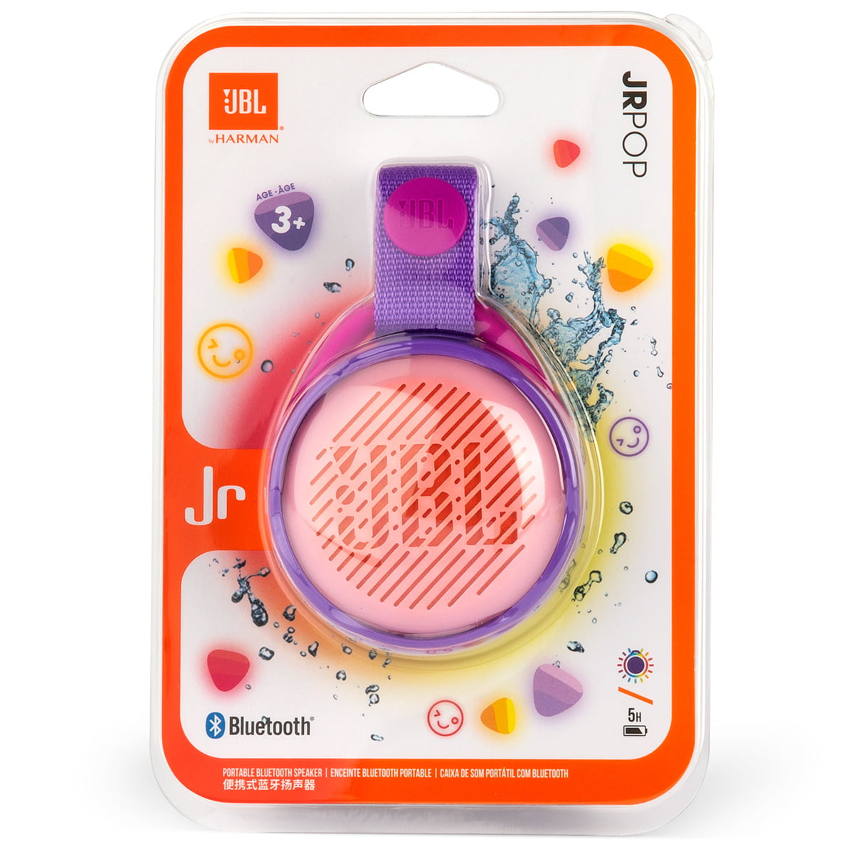 JBL Jr Pop Waterproof Portable Wireless Bluetooth Speaker with Strap  Designed for Kids, Wireless Blu
