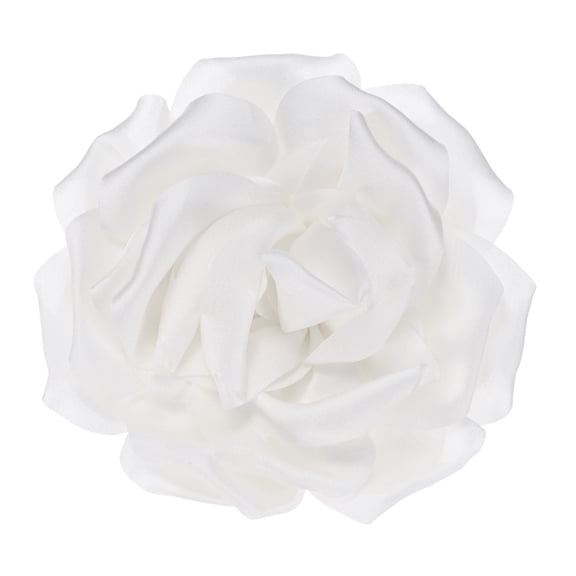 Uxcell Rose Flower Brooches for Women, Handmade Satin Fabric Big Peony Hair Flowers Clips for Wedding[10cm, White]
