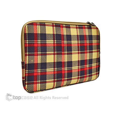 Chromebook Red Plaid Canvas Fabric Sleeve Bag Case for All 11Inch