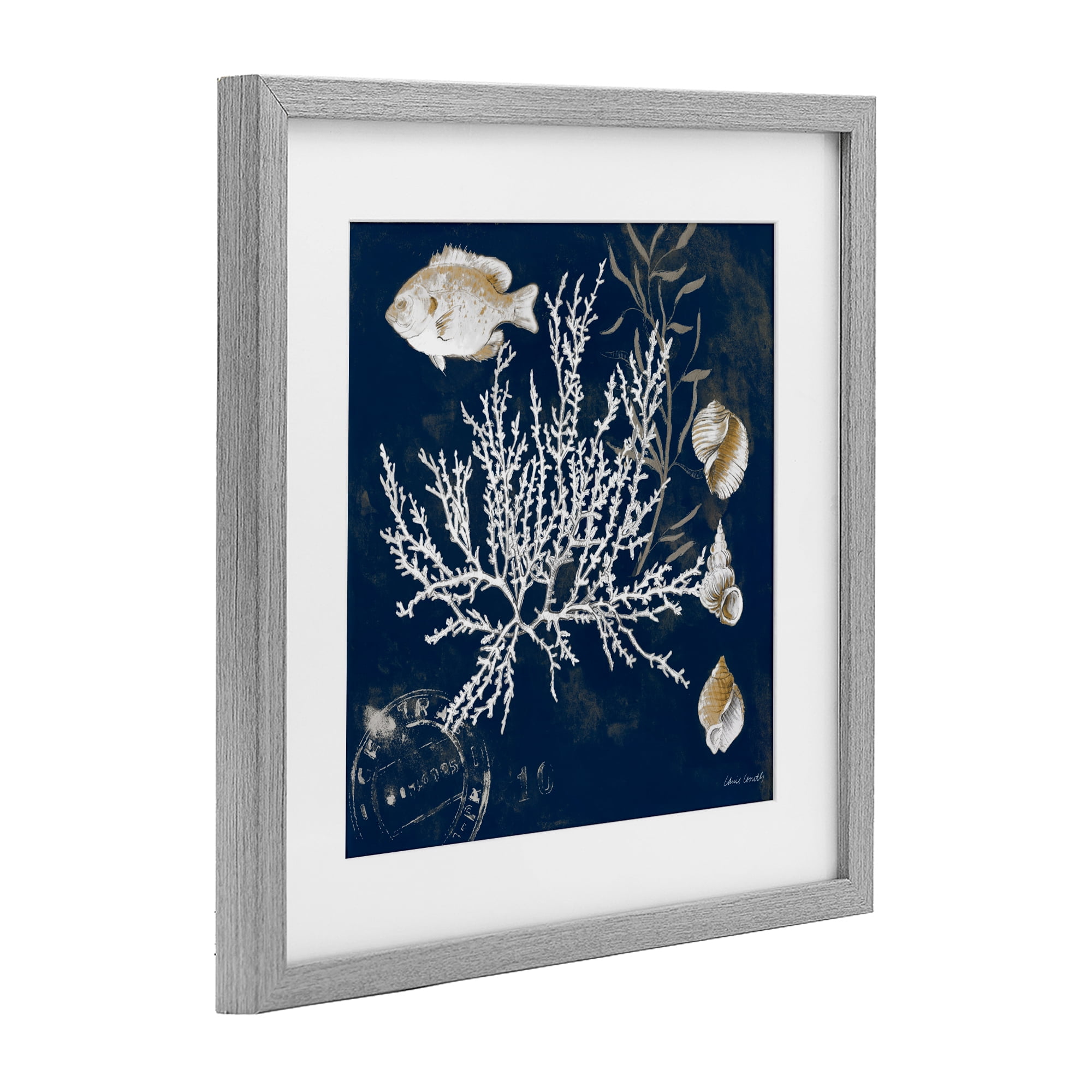 Stupell Industries Coral Medley on Blue Gray Framed Print Under Glass, design by Lanie Loreth