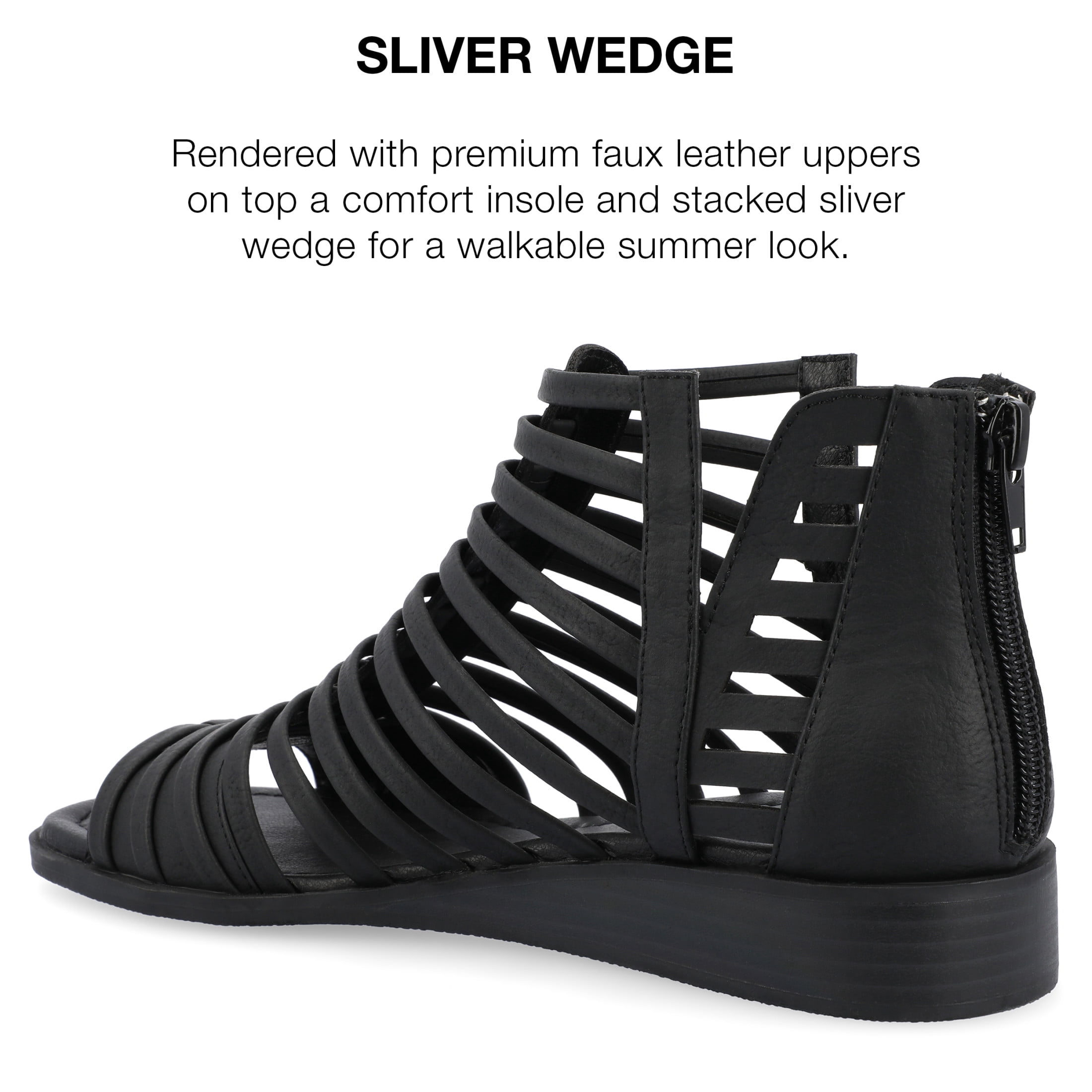 Journee Women's Delilah Tru Comfort Gladiator Wedge Sandals, Wide Width Available