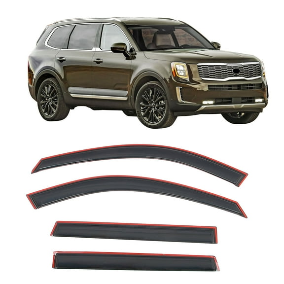 Ikon Motorsports In-Channel Window Visors Fits 2020-2025 Kia Telluride, Slim Style Side Door Rain Vent Guard Deflectors, Acrylic Smoke 4PCS