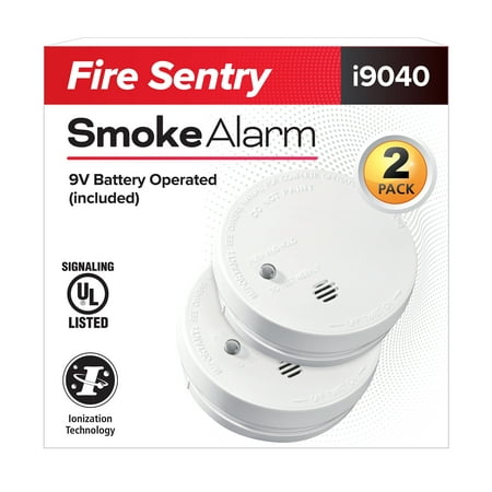 Kidde Fire Sentry Battery Operated 4-inch Smoke Detector, with 85 decibel alarm, 2 pack