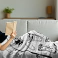 thumbnail image 3 of Fishing Soft Flannel Fleece Throw Blanket, Hand Drawn Tools Set Rod Salmon and Perch Bucket Net Float Ribbon Print, Cozy Plush for Indoor and Outdoor Use, 50" x 60", Black White, by Ambesonne, 3 of 5