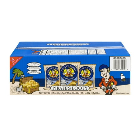 Pirate's Booty Aged Cheddar Lunch Packs, White, 0.5 Ounce (Pack of 24)