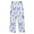 thumbnail image 2 of Butterfly White Blue Pattern Pajama Pants Soft Lightweight Lounge Pants Bottoms Sleep Pants Warm Comfy, 2 of 9