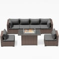 thumbnail image 6 of ELPOSUN Patio Furniture Set, Outdoor Patio Furniture Wicker Sectional Furniture Couch Set, 7 Pieces Outdoor Sectional Sofa with Fire Pit Table, Outdoor Patio Set for Outdoor Furniture (Grey), 6 of 7
