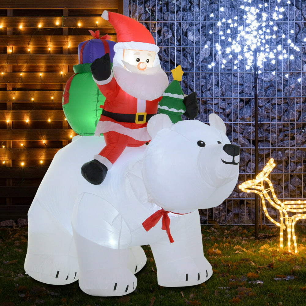 6' Santa Claus Polar Bear Christmas Lawn Inflatable Outdoor Decoration ...