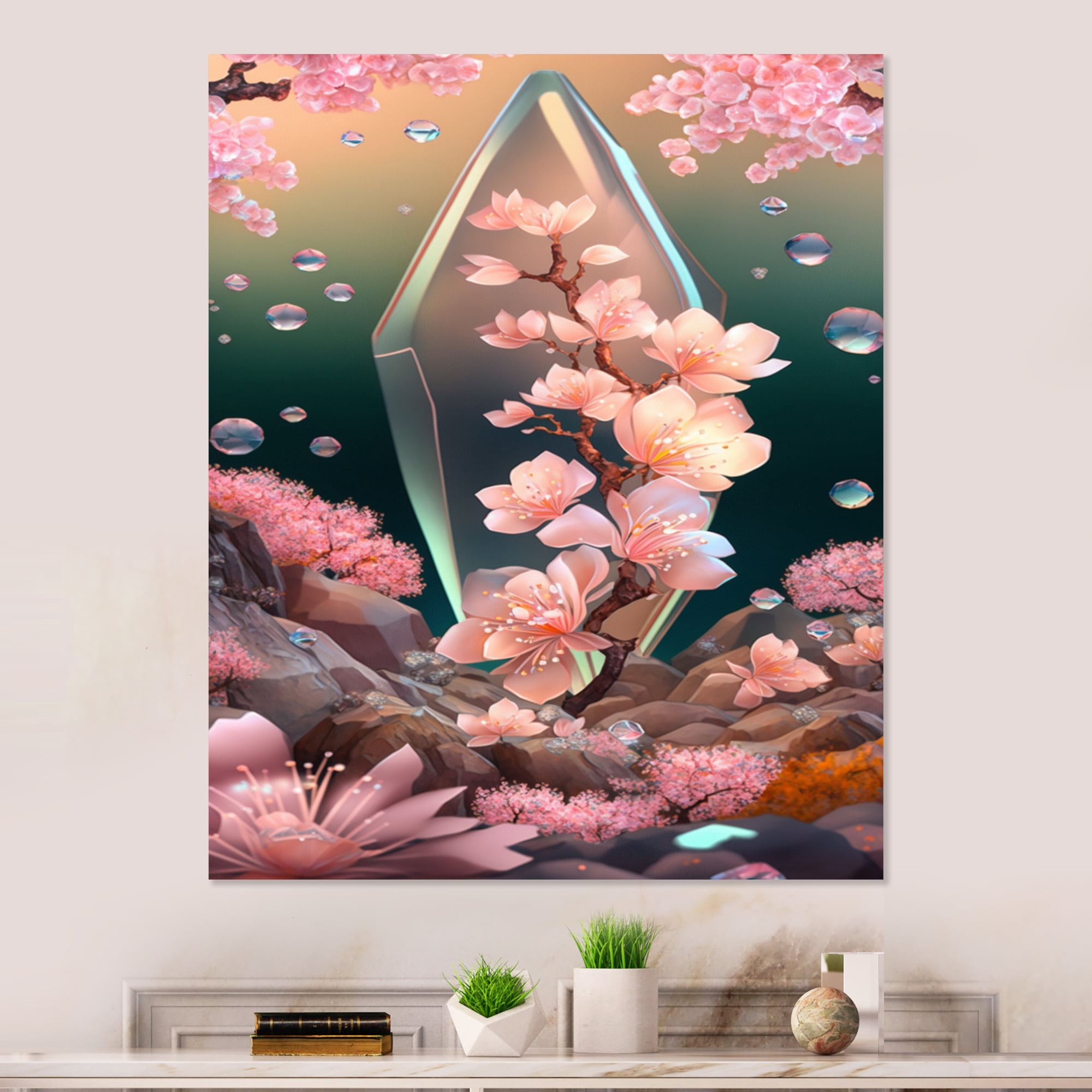 Designart Cherry Blossums Tree II Canvas Wall Art