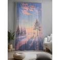 thumbnail image 2 of Sheer Curtains 84 Inches Long, Pink Winter Landscapes Semi Sheer Curtains Light Filtering Window Treatment, Nature Snow Forest Sunset Privacy Voile Drapes for Living Room Bedroom 52x84 Inch, 2 of 7