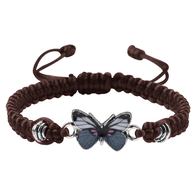 Pulseras para mujer, regalos para mujer, pulsera para enamorados, pulsera tejida a mano para San Valentín, joyería para novias, pulsera con dije de mariposa.