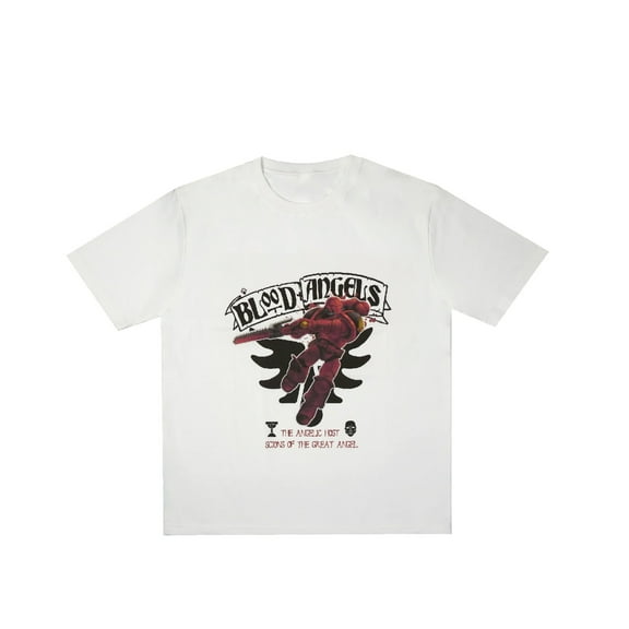 Starforged Warhammer 40K Themed T-Shirt Blood Angels 9th Legion White Short Sleeve