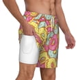 thumbnail image 2 of Kdxio Pink Donut And Blue Print Men'S Swim Trunks With Compression Liner 7 Inch Inseam Quick Dry Swim Shorts, 2 of 7