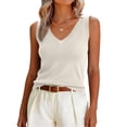 thumbnail image 3 of Womens Sleeveless Knit Vest Tops 2026 Summer Casual V Neck Sweater Vest Going Out Tops Trendy,White M, 3 of 6
