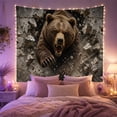 thumbnail image 2 of Grizzly Bear Bursting Through Shattered Stone Wall, Dramatic Digital Art for Wildlife Lovers, Animal Portrait Wall Decor, Birthday Gift Tapestry Wall Hanging for Bedroom and Living Room, 2 of 7