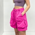 thumbnail image 6 of Ahdbta Hiking Shorts for Women Lightweight Quick Dry Cargo Short Summer Outdoor Drawstring Athletic Running Shorts with Zipper Pockets, 6 of 7