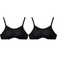 thumbnail image 2 of Fruit of the Loom Women's Breathable Cami Bra with Convertible Straps 2-Pack, Black, 36B, 2 of 7