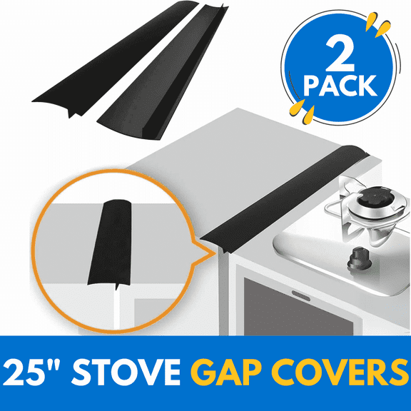 25 Inches Linda’s Essentials Silicone Stove Gap Covers 2 Pack - Heat Resistant Stove Gap Filler - Non-Slip Gap Covers Between Stove and Counter - Easy to Clean Stove Gap Gaurd